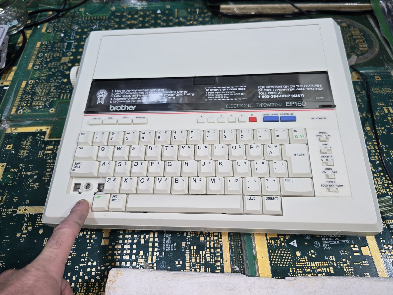 Brother EP-150 Electronic Typewriter – Battery Operated – No AC Adapter-Untested
