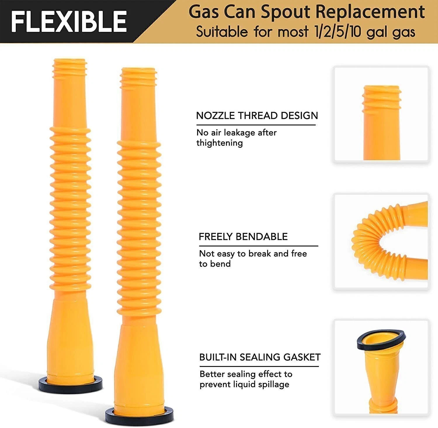 3X Replacement Gas Can Spout Nozzle Vent Kit For Plastic Gas Cans Old Style Caps