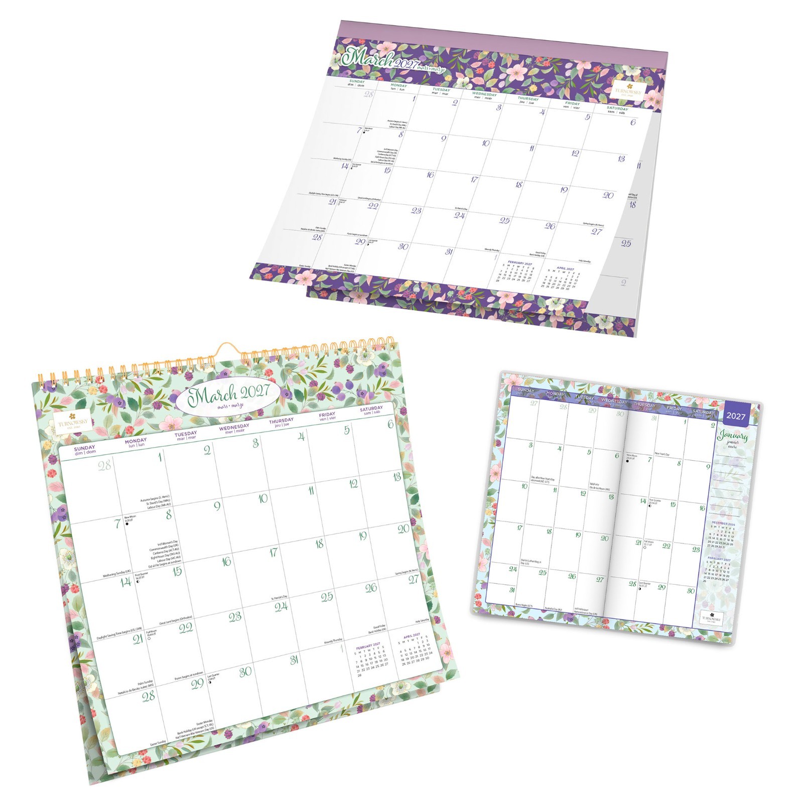 Turnowsky 2027 Gift Collection | Desk Pad, Wire-O Calendar, Pocket Planner