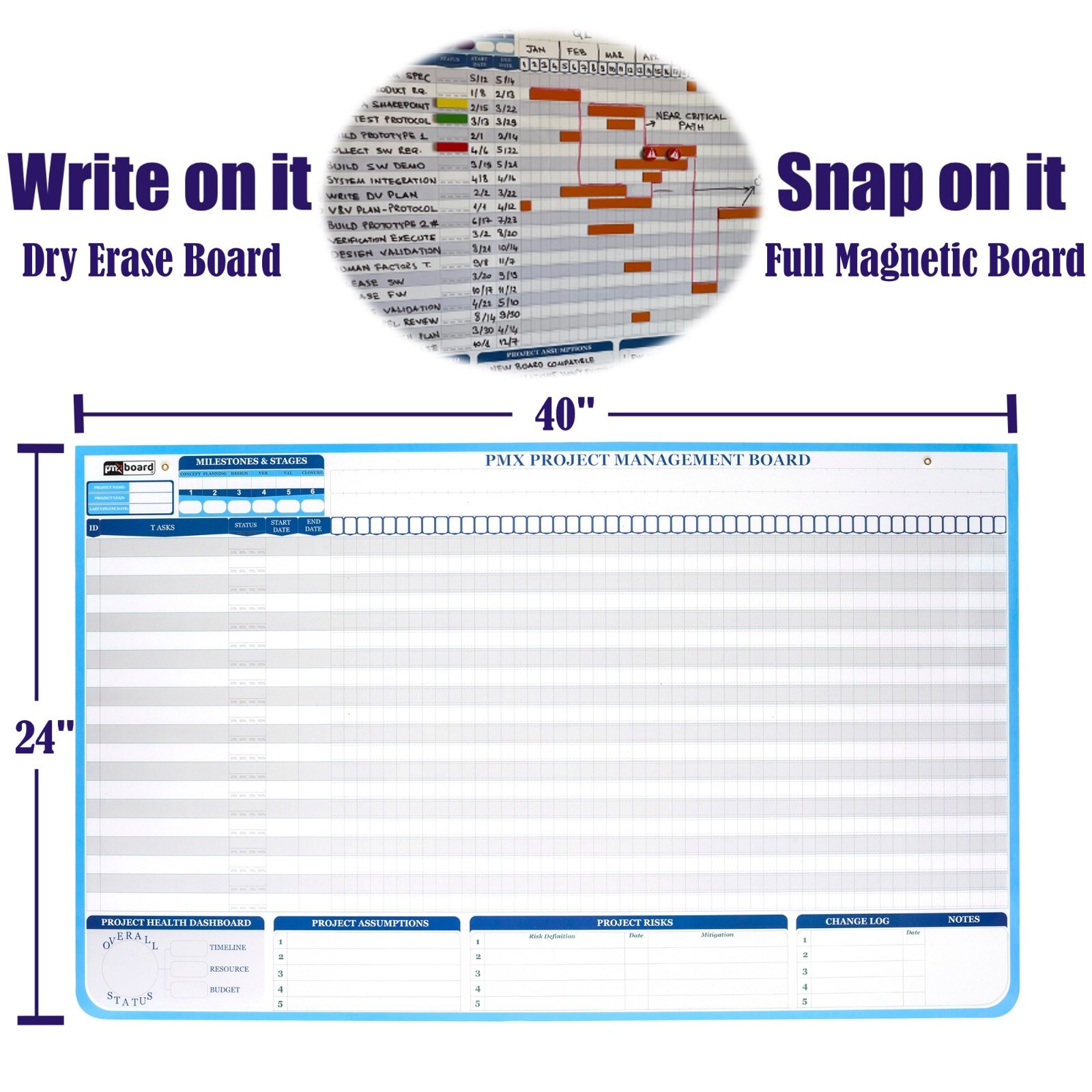 Ultimate Project Management Gantt Chart Whiteboard Kit, Gantt Chart Board