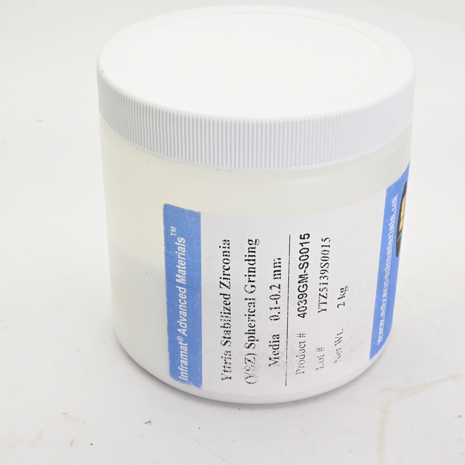 Yttria Stabilized Zirconia YSZ Micro Milling Media, 0.1-0.2mm, 1kg, 4039GM-S0015