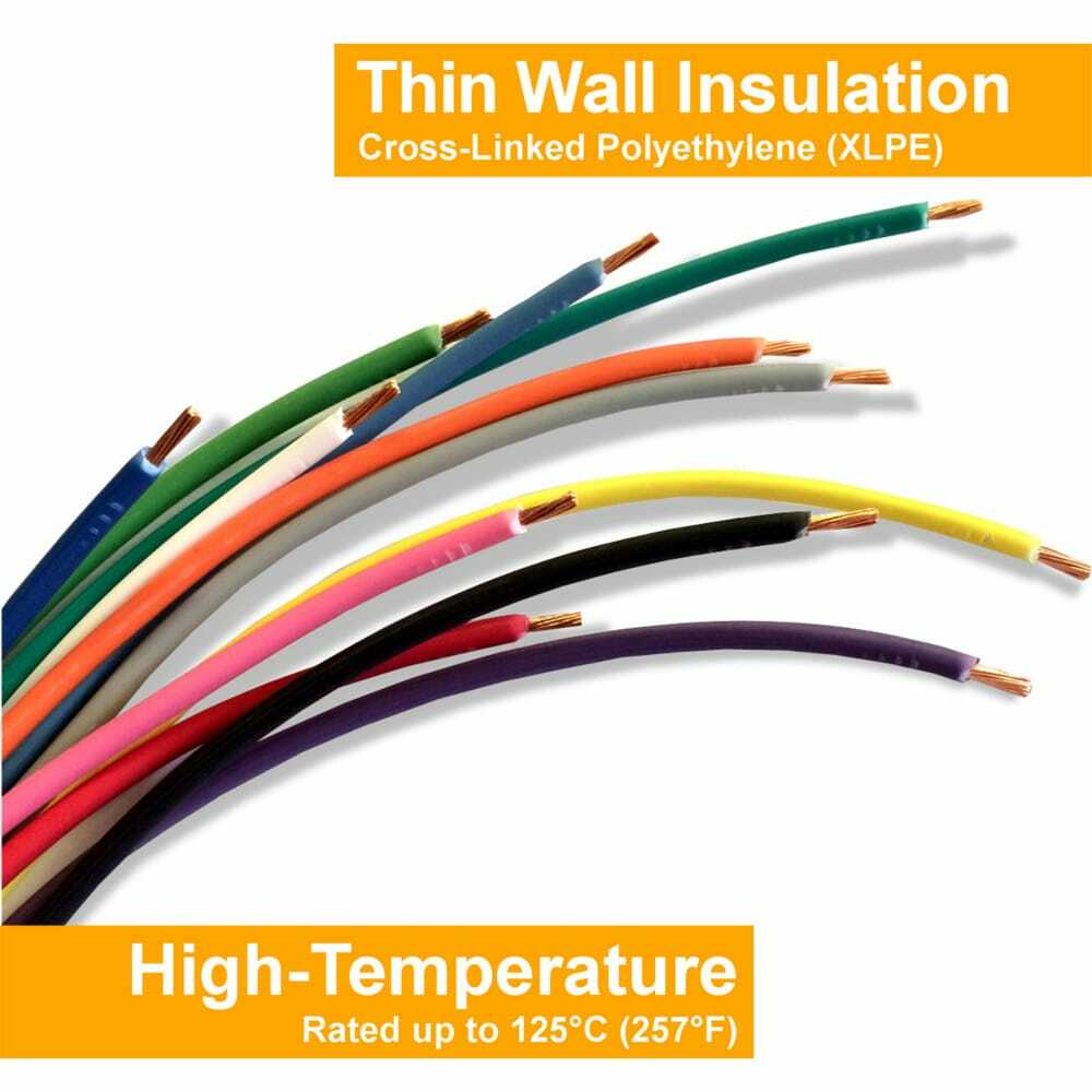 14 AWG GXL High Temp Automotive Primary Wire – SAE J 1128 Choose Color, Length