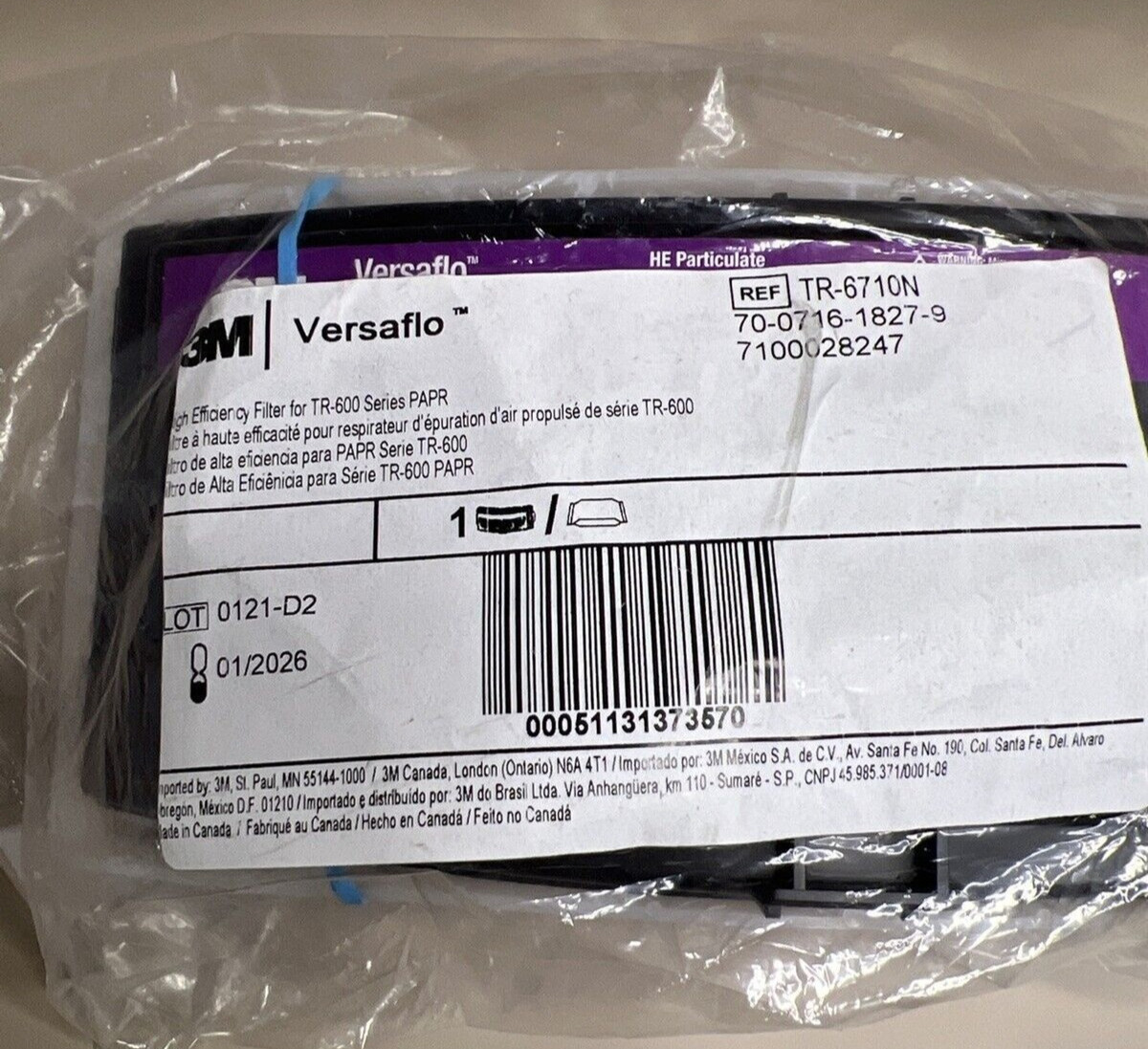 3M Versaflo TR-6710N High Efficiency Filter For TR-600 PAPR Good till 01/2026