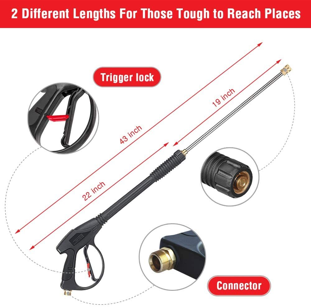 High Pressure 4000PSI Car Power Washer Gun Spray Wand Lance Nozzle + 50ft Hose