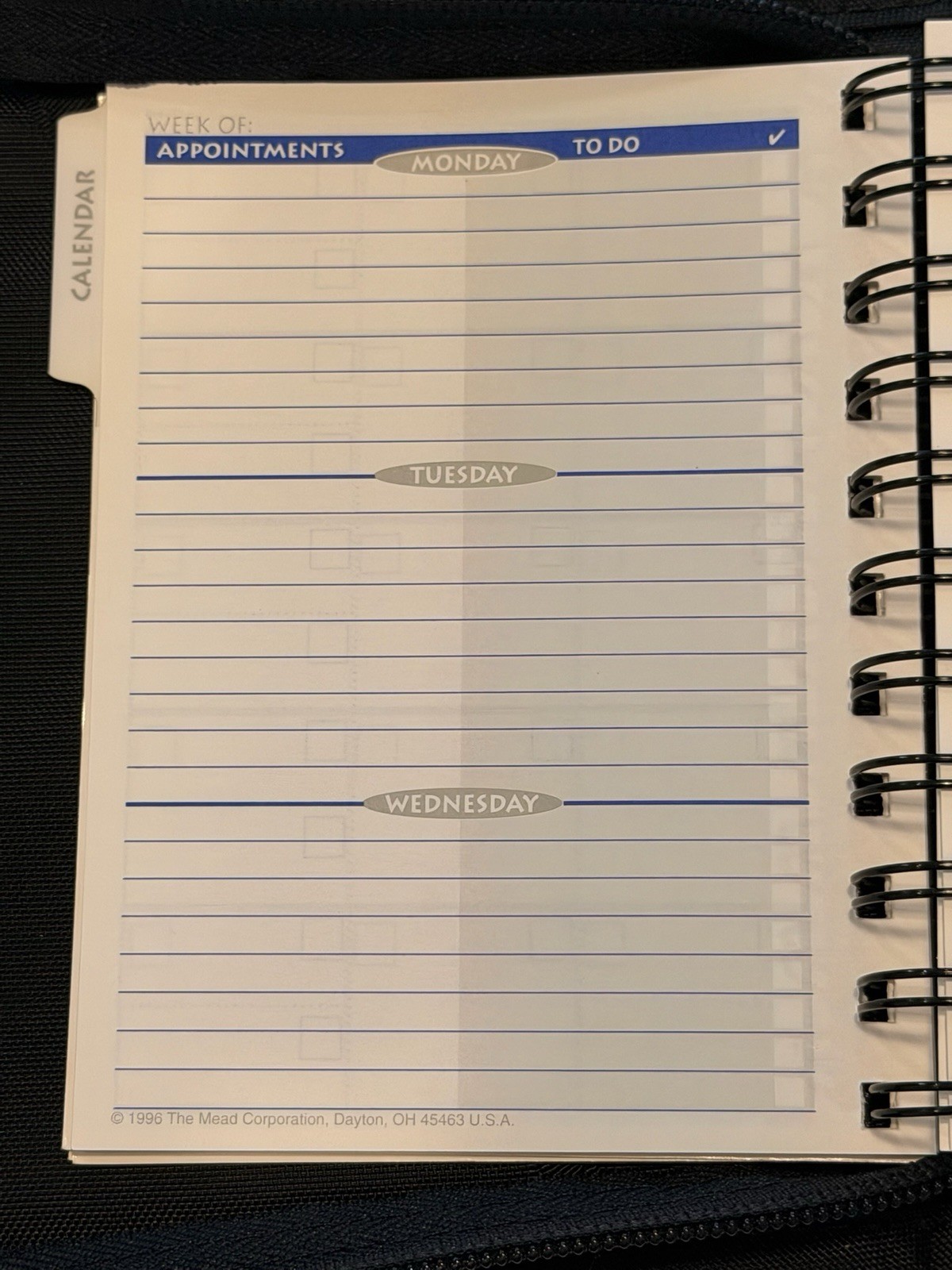 Mead Five Star Mini Fat Little Day Planner Black Vtg 1996 Unused Binder