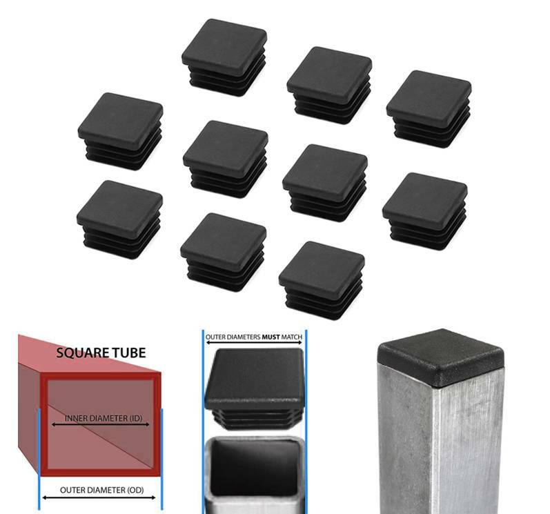 10pc 1″ inch Square Tube Hole Plug Plastic End Cap 1×1 Tubing Glide Tips Insert