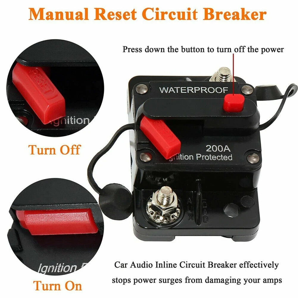 20A-300A Amp Circuit Breaker Audio Fuse 12V-48V DC Car Boat Manual Reset Switch