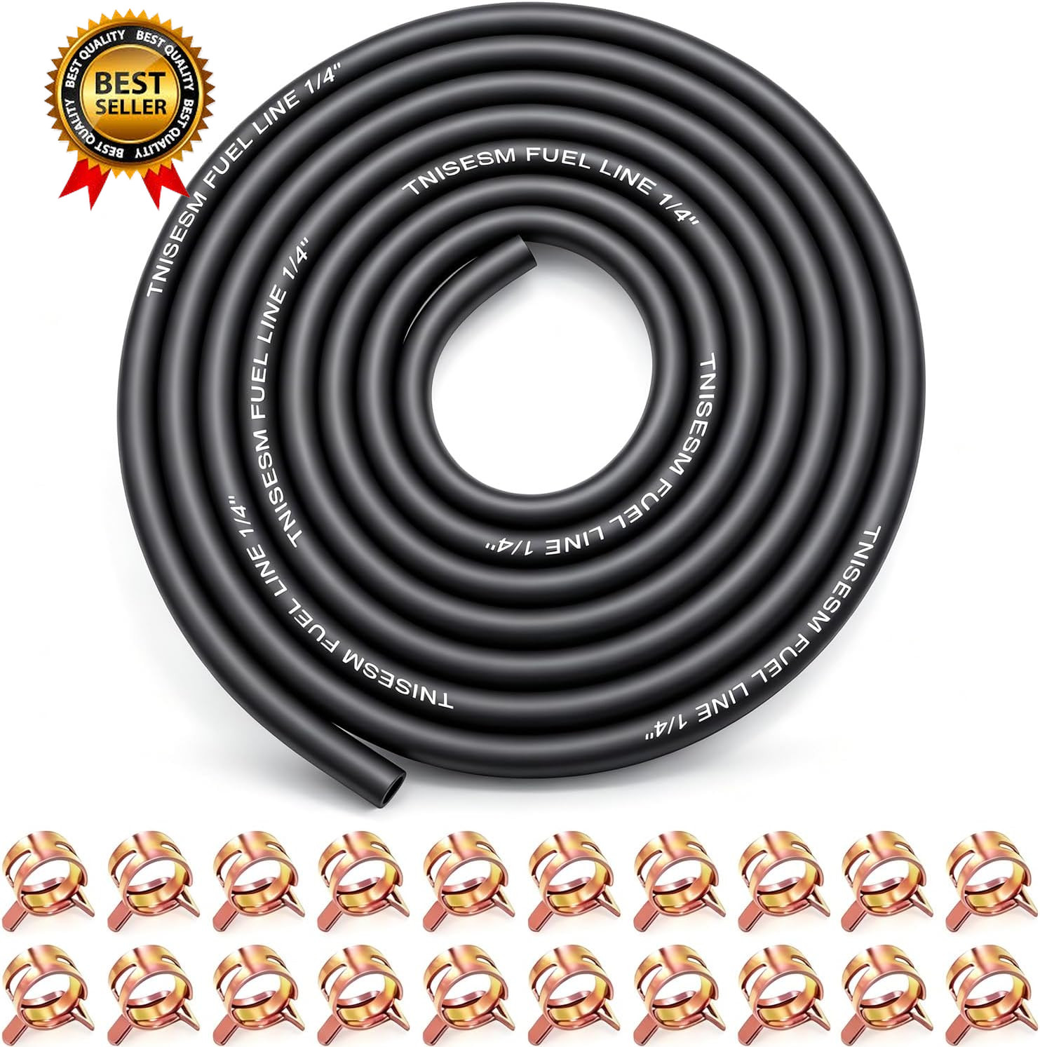1/4 Fuel Line 10 FT with 20 Clamps Rubber Gas Diesel Hose for Lawn….