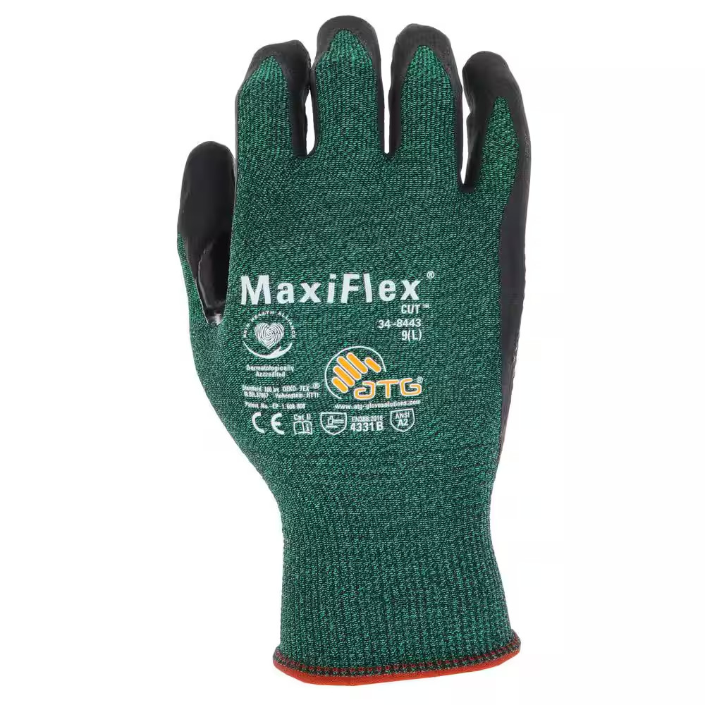 Maxiflex Cut Men’S Medium Green ANSI 2 Abrasion Resistant Nitrile-Coated Work Gl