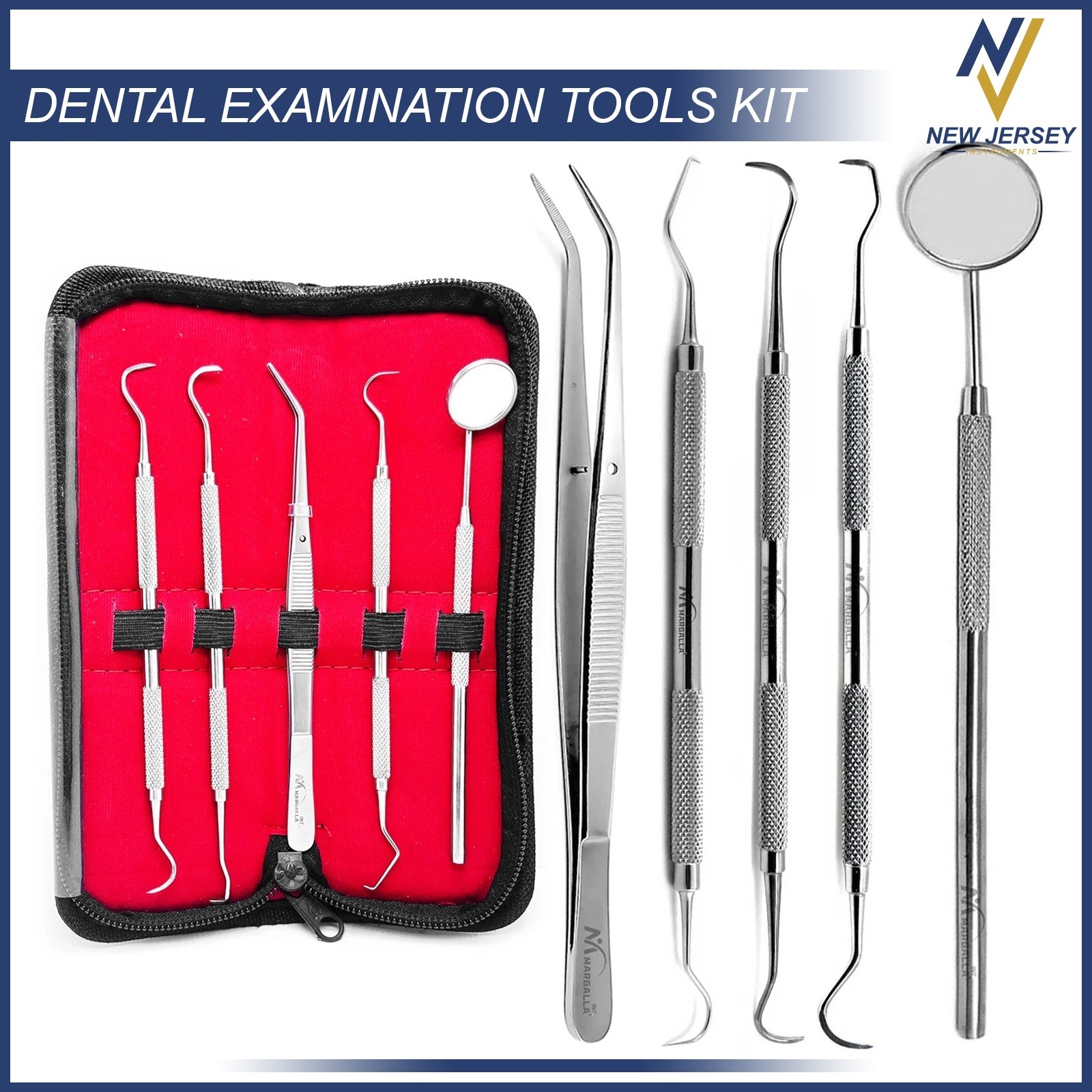 Dental Student Basic Examination Tools Kit Hygiene Tooth Cleaning Scraper Lab