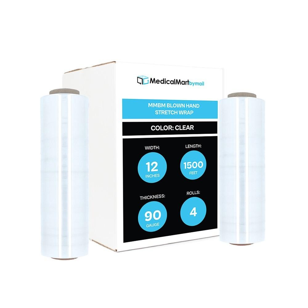 12″ x 1500FT 90 Ga Pallet Wrap Blown Stretch Film Shrink Hand Wrap 1500′ 4 Rolls