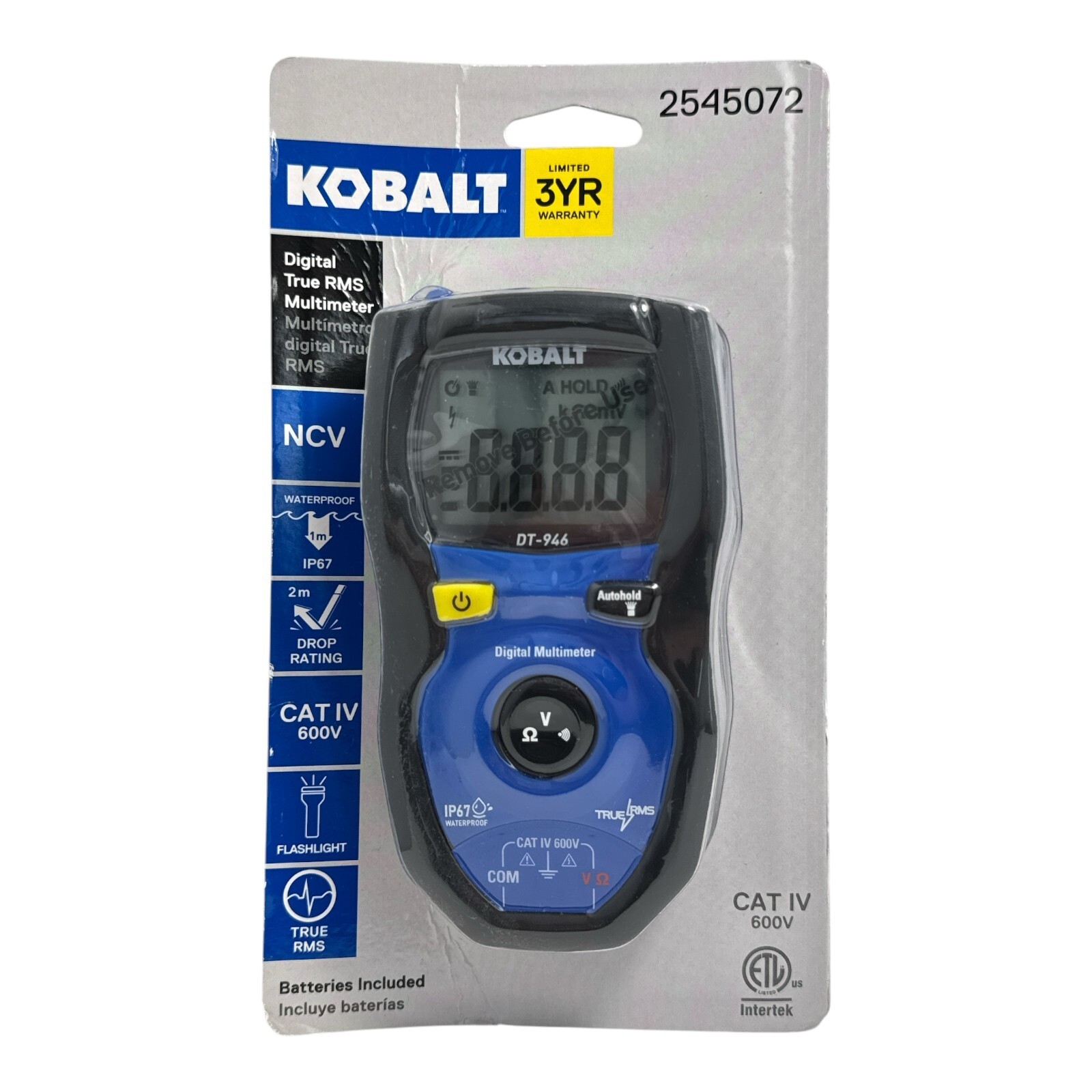 Kobalt Digital True RMS Multimeter CAT IV 600V (2545072) New Sealed