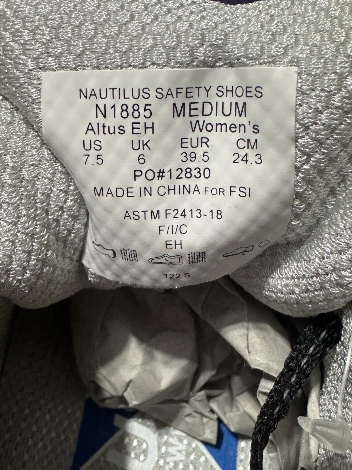 Nautilus Safety Footwear Shoes N1885 Composite Toe Shoe Women’s Size 7.5 Purple