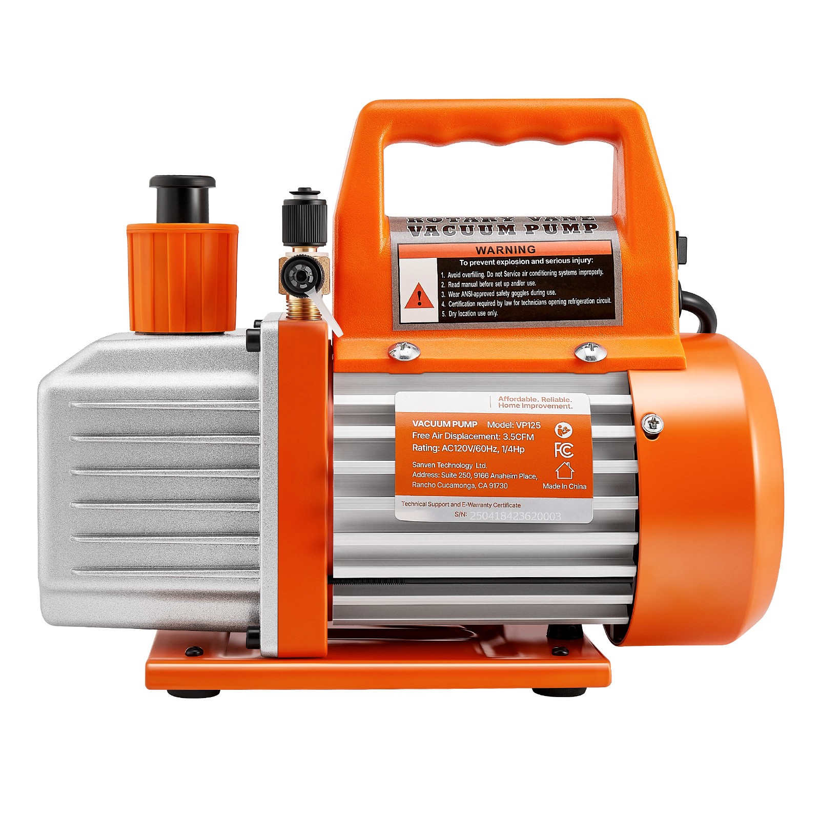 Uimoso 3.5 CFM Single Stage Rotary Vane HVAC Vacuum Pump with Oil