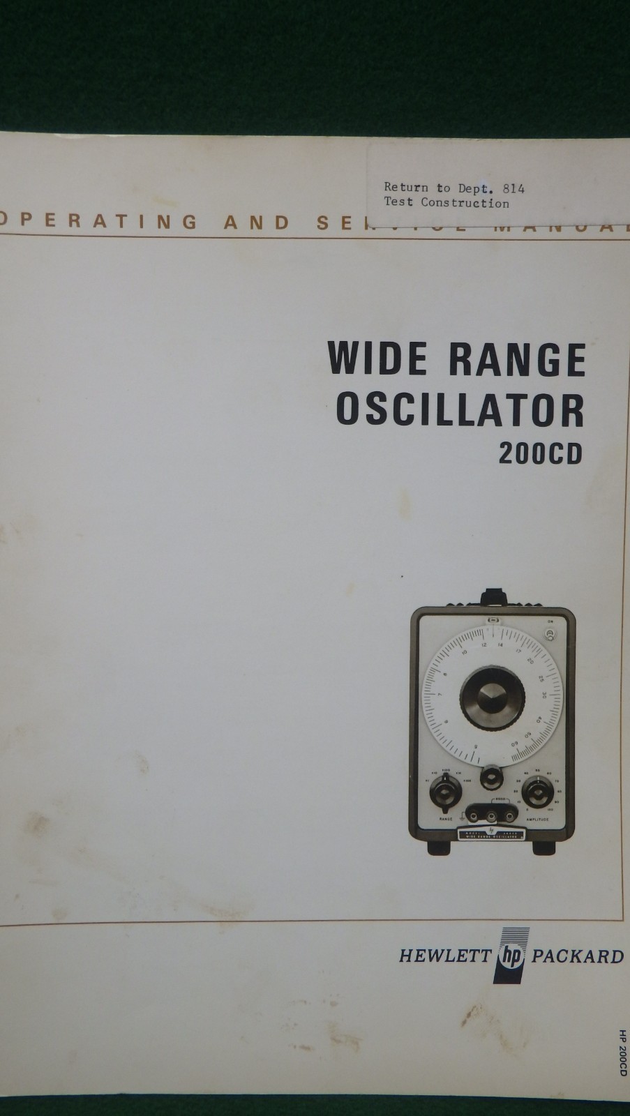 HP 200CD Wide Range Oscillator Operating and Service Manual