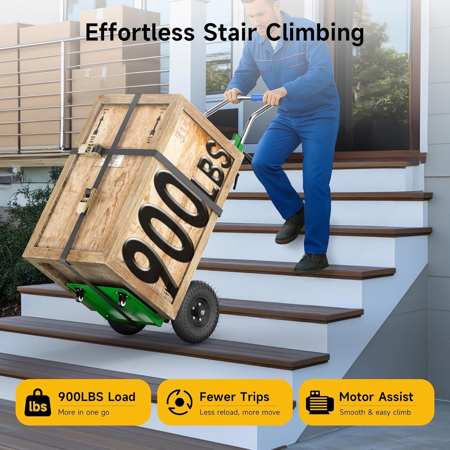 Electric Stair Climbing Dolly, 1300W Folding Stair Climber Hand Truck Dolly Cart