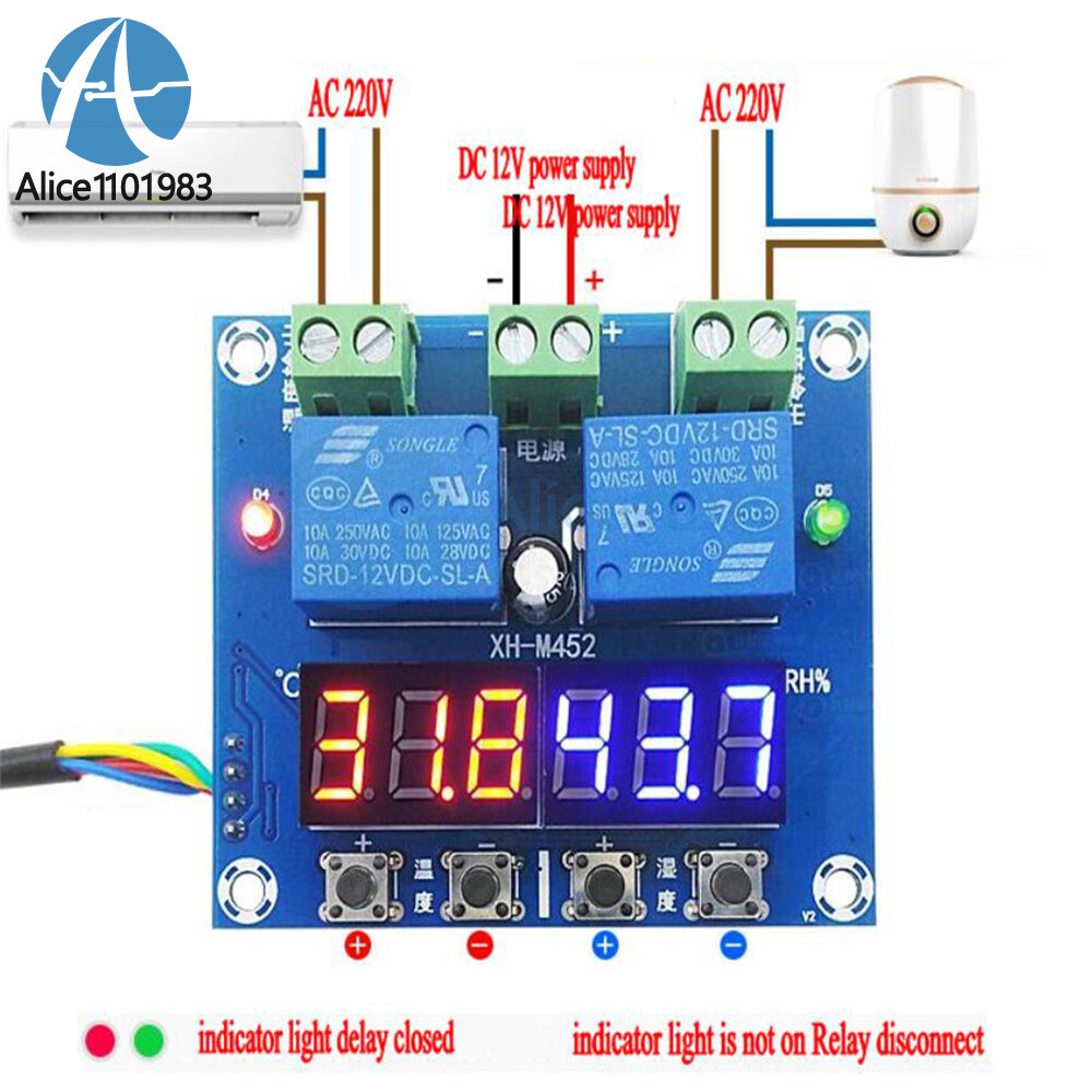 12V LED Digital Display Thermostat Temperature Humidity Controller W1209 XH-M452