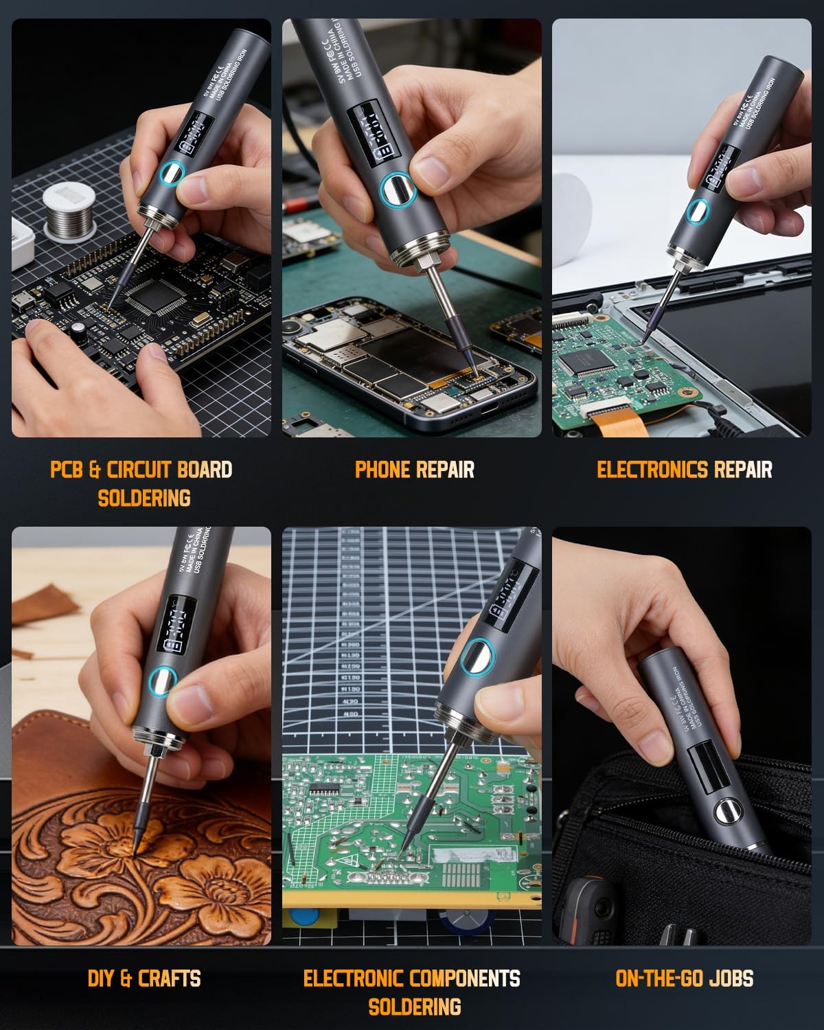 Cordless Soldering Iron Kit, 1400mAh Rechargeable 5-in-1