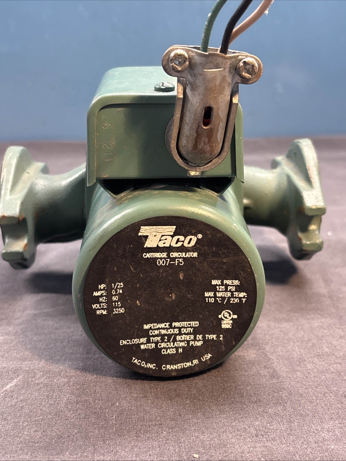 Taco 007-F5 Cast Iron Cartridge Circulator, 1/25 HP, USED
