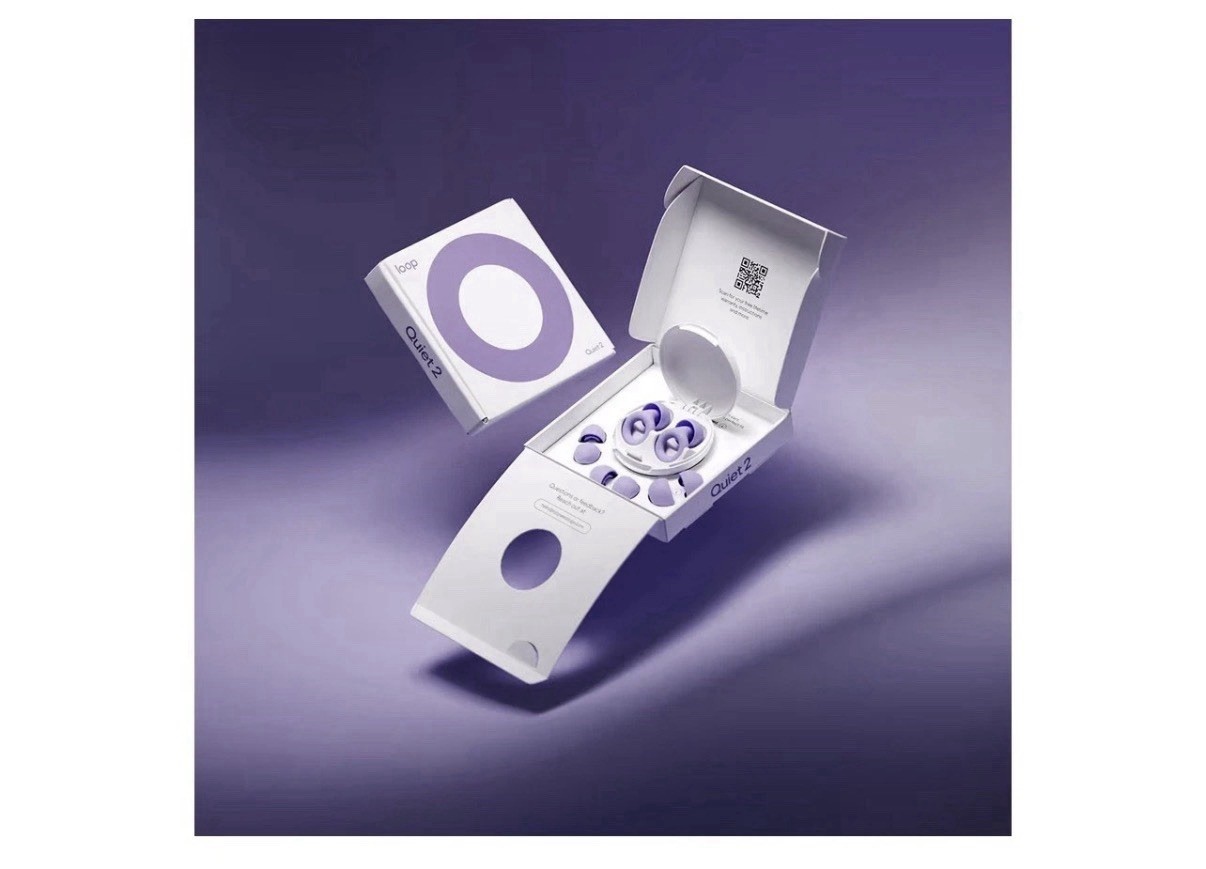 Loop Quiet 2 Violet Reusable Earplugs 24dB Noise Reduction Sleep Focus Travel