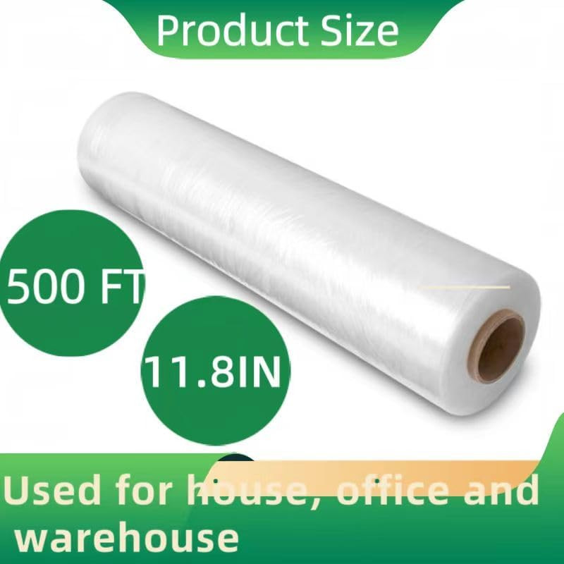 Stretch Wrap Roll Heavy Duty Plastic Moving Wrap 11.8″ X 500FT