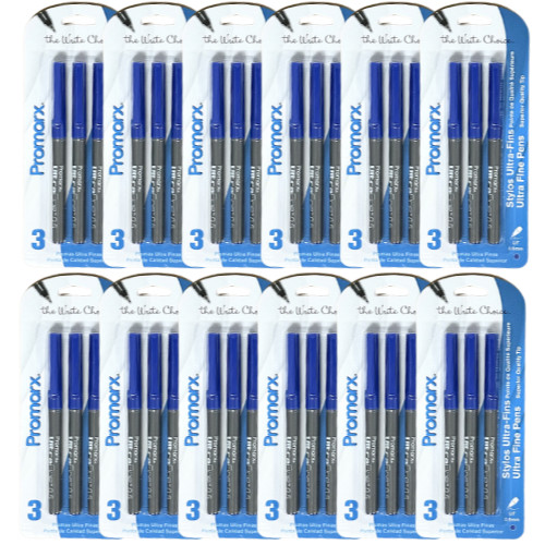 12-Pack Promarx Ultra Fine Pens Precise and Vivid Lines Blue Ink 0.5mm