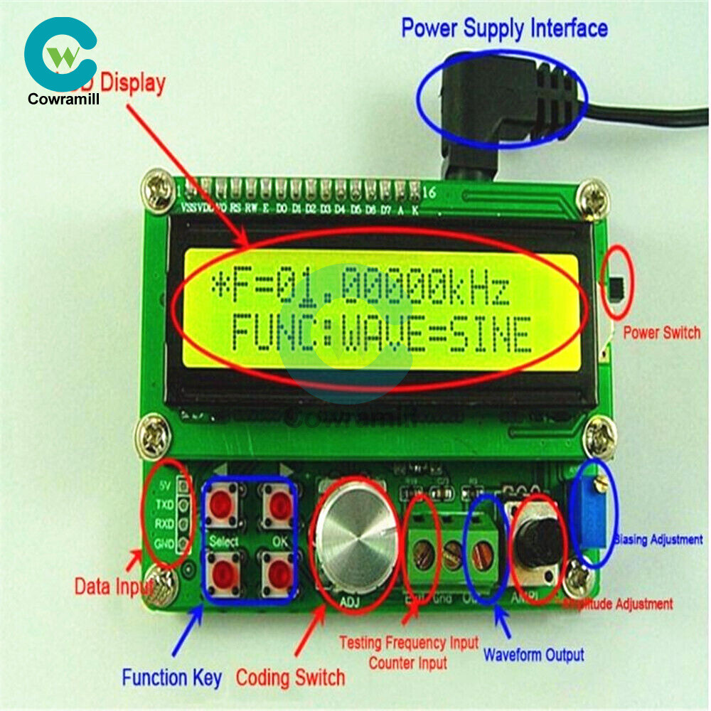 Generator Signal Module Sine/Triangle/Square Wave TTL Output DDS Function FY3012