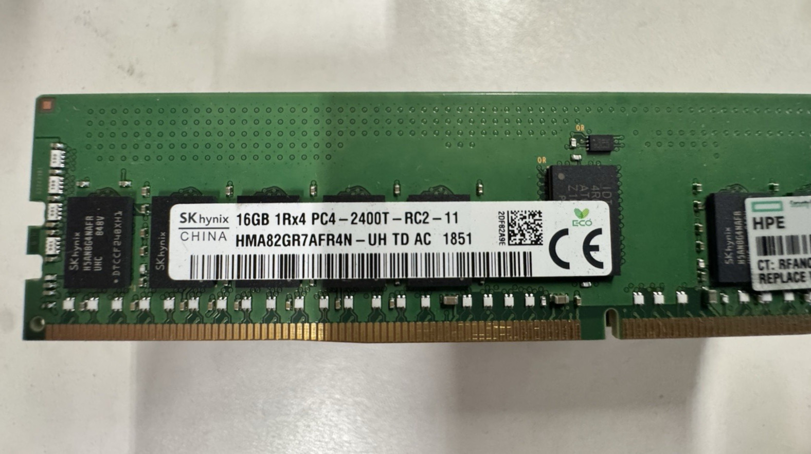 Lot of 12 SK Hynix 16GB 1Rx4 PC4-2400T HMA82GR7AFR4N-UH ServerRAM HPE 809082-091