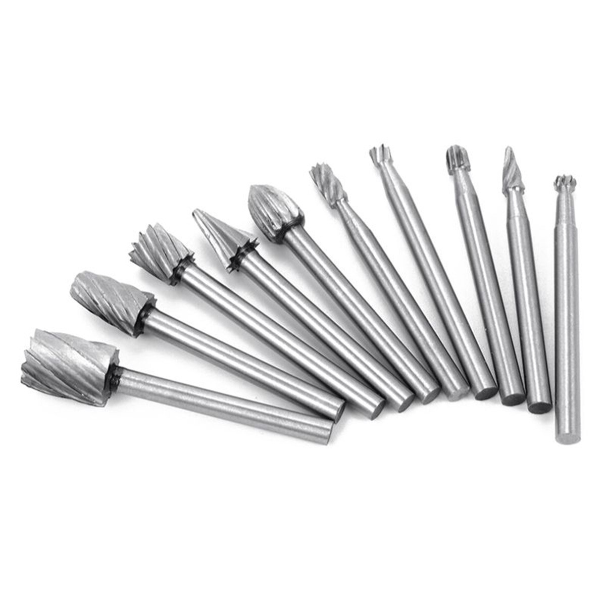 10pcs Tungsten Carbide Burrs Rotary Burr Set 1/4″ Head 1/8 Shank Die Grinder Bit