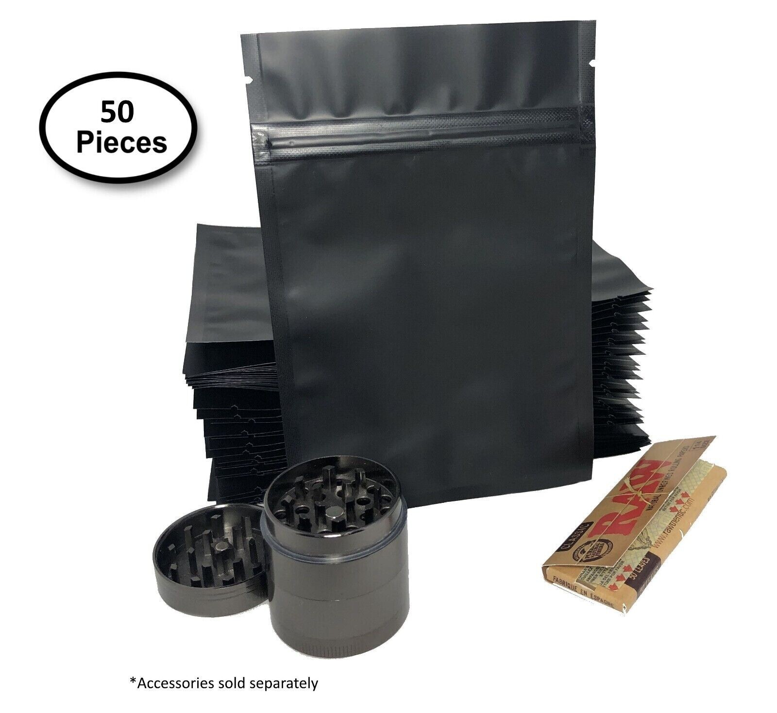 50PCS Premium 4×6″ Matte Black Small Double-Sided Mylar Foil Zip Storage Bags