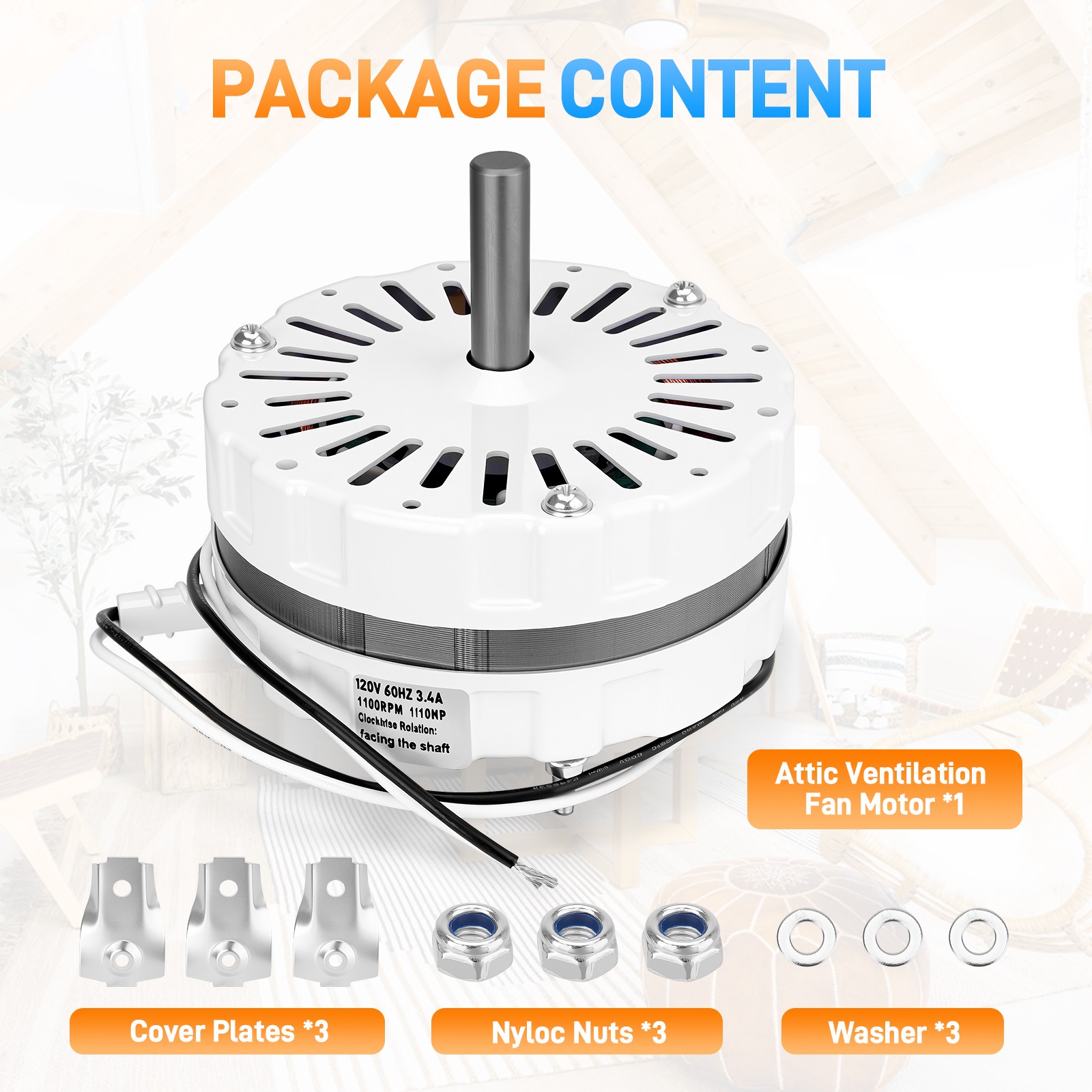F0510B2944 Power Vent Attic Ventilation Fan Motor Kit for Lomanco 2000 & 1800