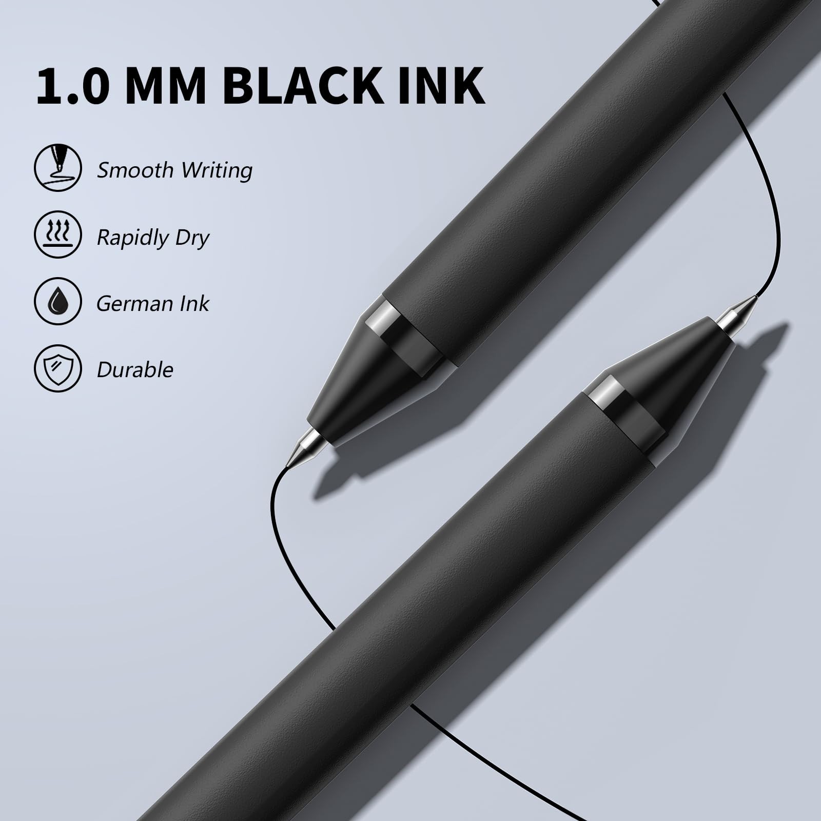208 Pack Black Retractable Ballpoint Pens – 1.0mm Medium Point, No Bleed Ink, Sm