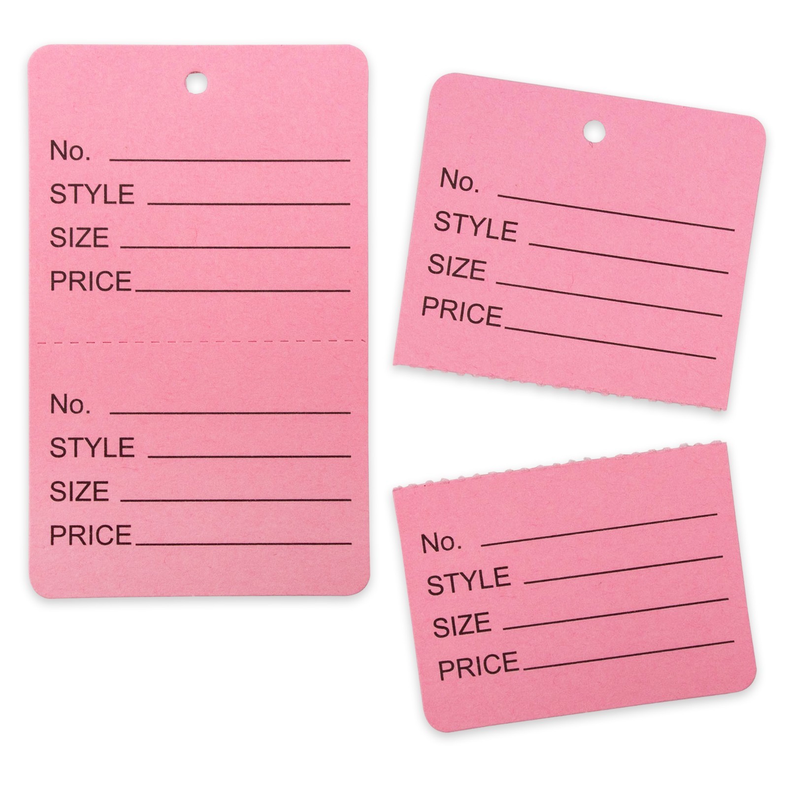 1000 Qty Unstrung Colored Large Price Tags w/Perforated Stub