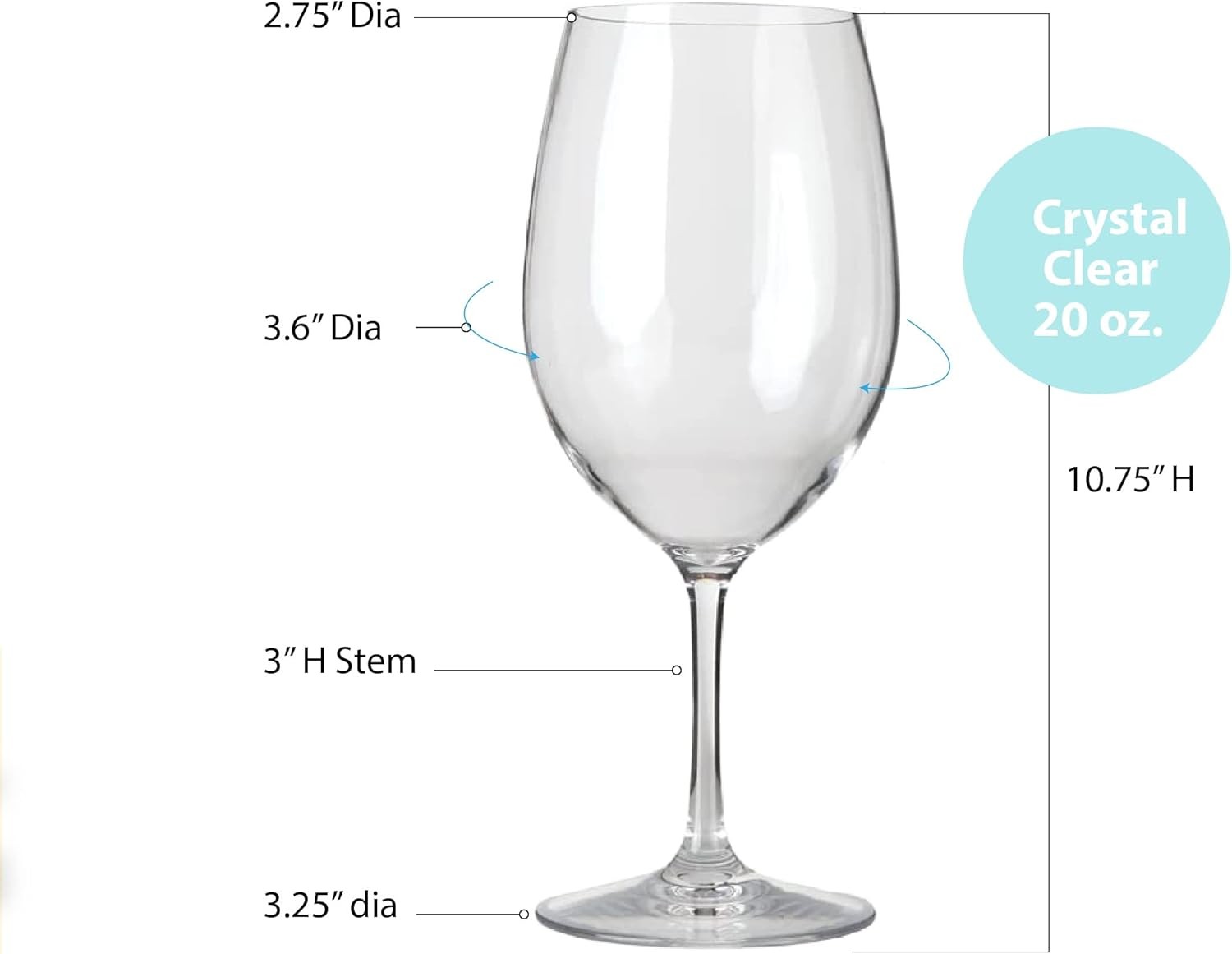Unbreakable Cabernet and Merlot Bordeaux Red Wine Glasses, Made of Shatterproof
