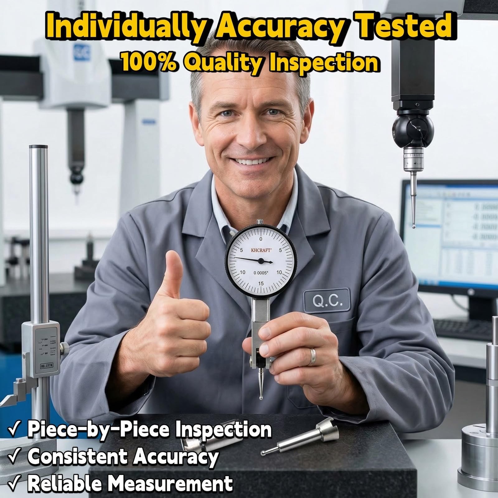 Professional Dial Test Indicator 00.03×0.0005 Inch Steel Hardened All Metal