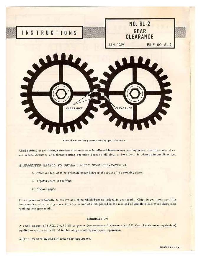 618 Back Geared Screw Cutting Lathe Operator & Parts Manual Fits Atlas 6 inc