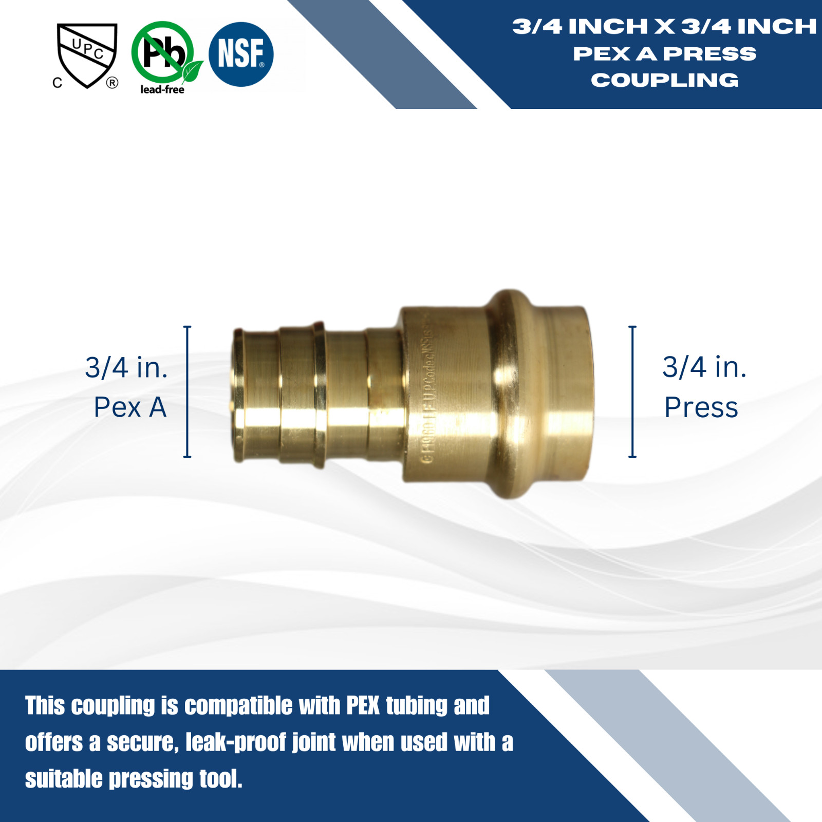 10 Pieces 3/4″ Press Fit x 3/4″ Pex A Coupling, for Propress Expansion Coupling
