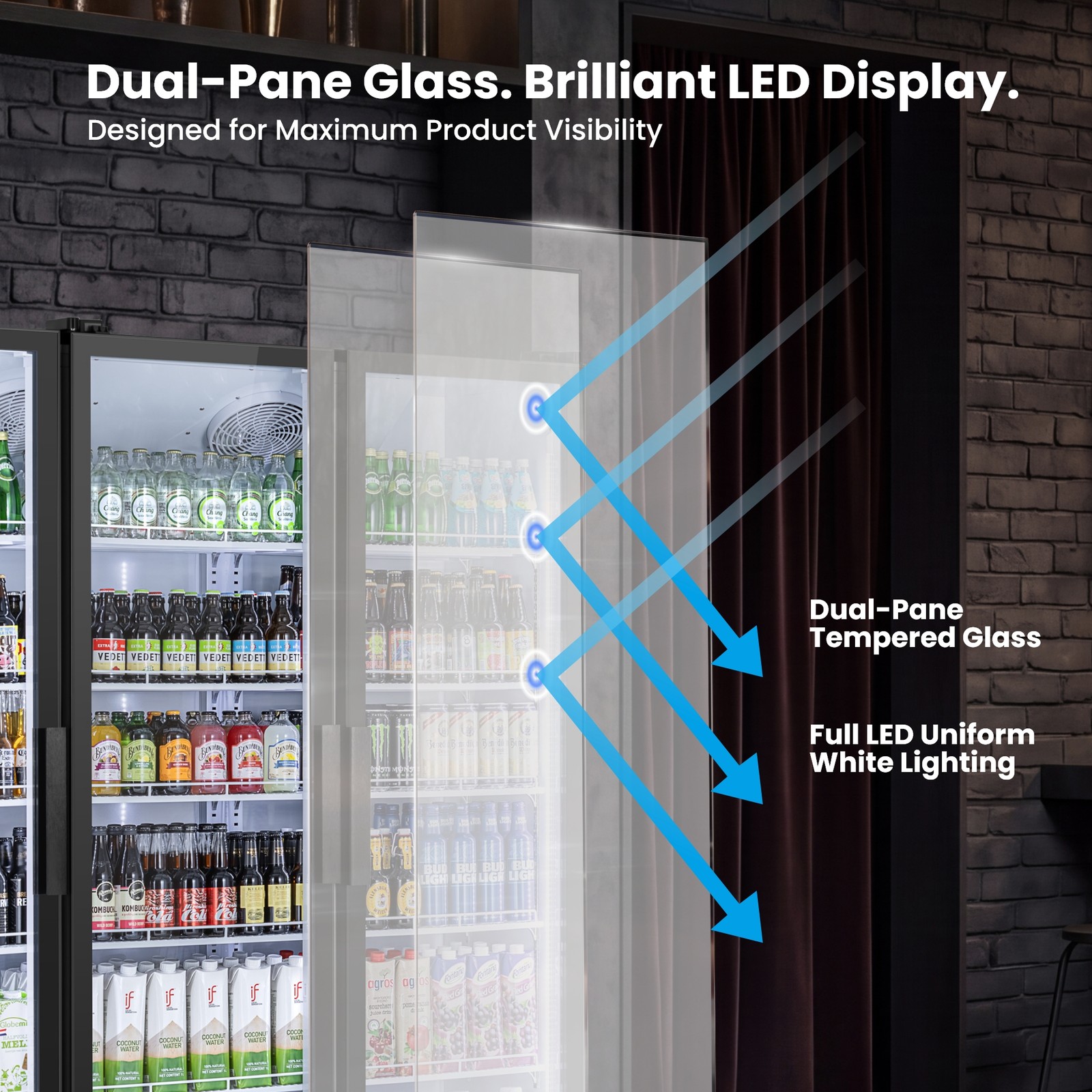 Yeego Drink Display Cooler Commercial Merchandiser Freestanding Store Fridge New