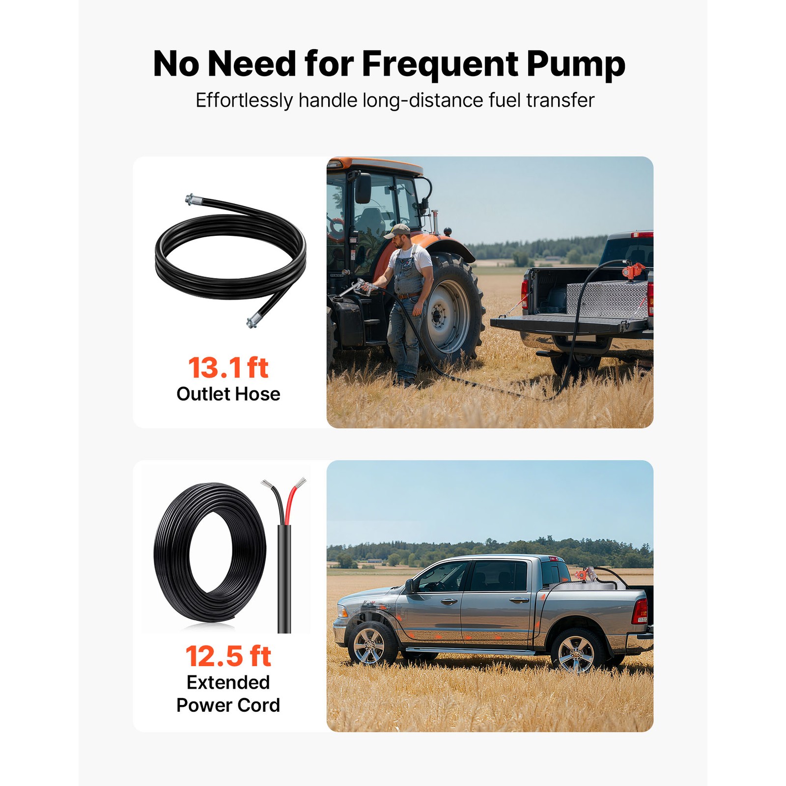 Uimoso 12V DC Fuel Transfer Pump, 15 GPM Diesel and Gasoline Pump with Nozzle