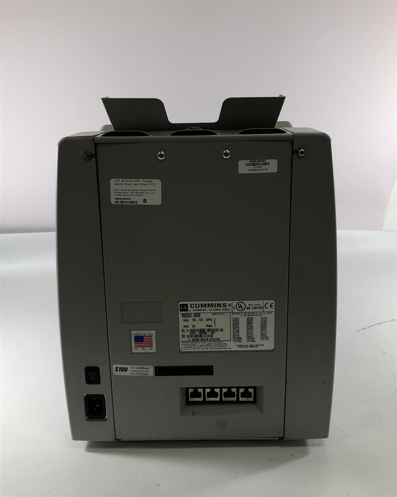 Cummins JetScan 4099 Dual-Pocket Currency Counter 409-9909-00 w/ Hopper