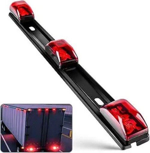 1PC Red 9 LED ID Bar Marker Tail Black Stainless Steel Bracket for Color: Red