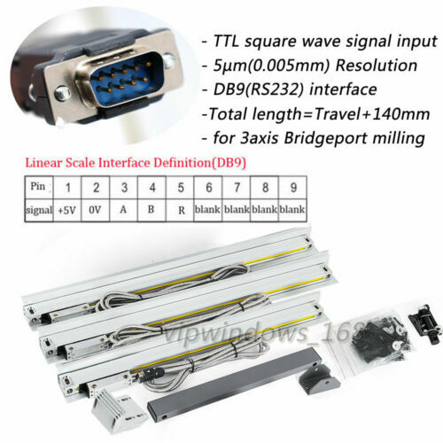 3Axis Digital Readout DRO display 5µm TTL Linear Glass Scale Encoder 6″ 12″ 24″
