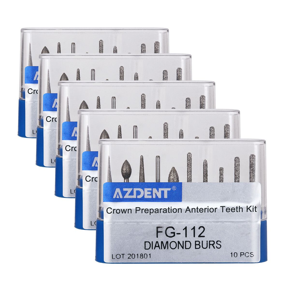 AZDENT Dental Air Turbine Crown Preparation Diamond Burs Anterior Teeth Drills