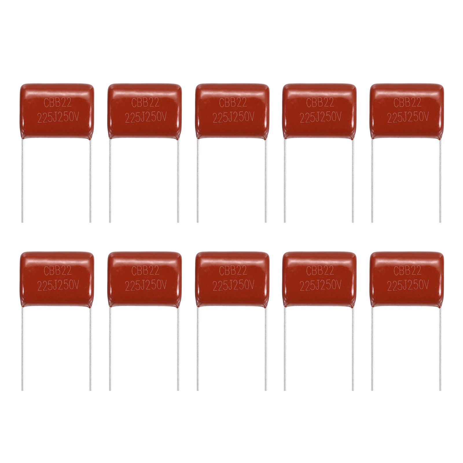 20Pcs CBB22 250V 225J 2.2UF Metallized Polypropylene Film Capacitors, Red