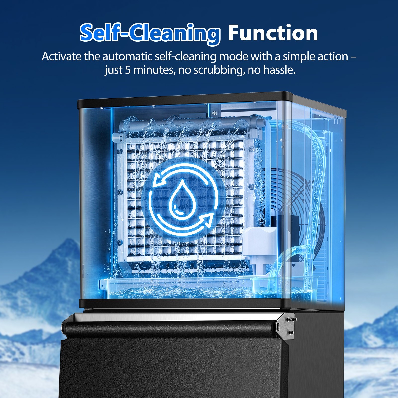 Zomagas Ice Maker 450lbs Daily 250lbs Storage Defrost Self Clean 156 Pcs Cycle