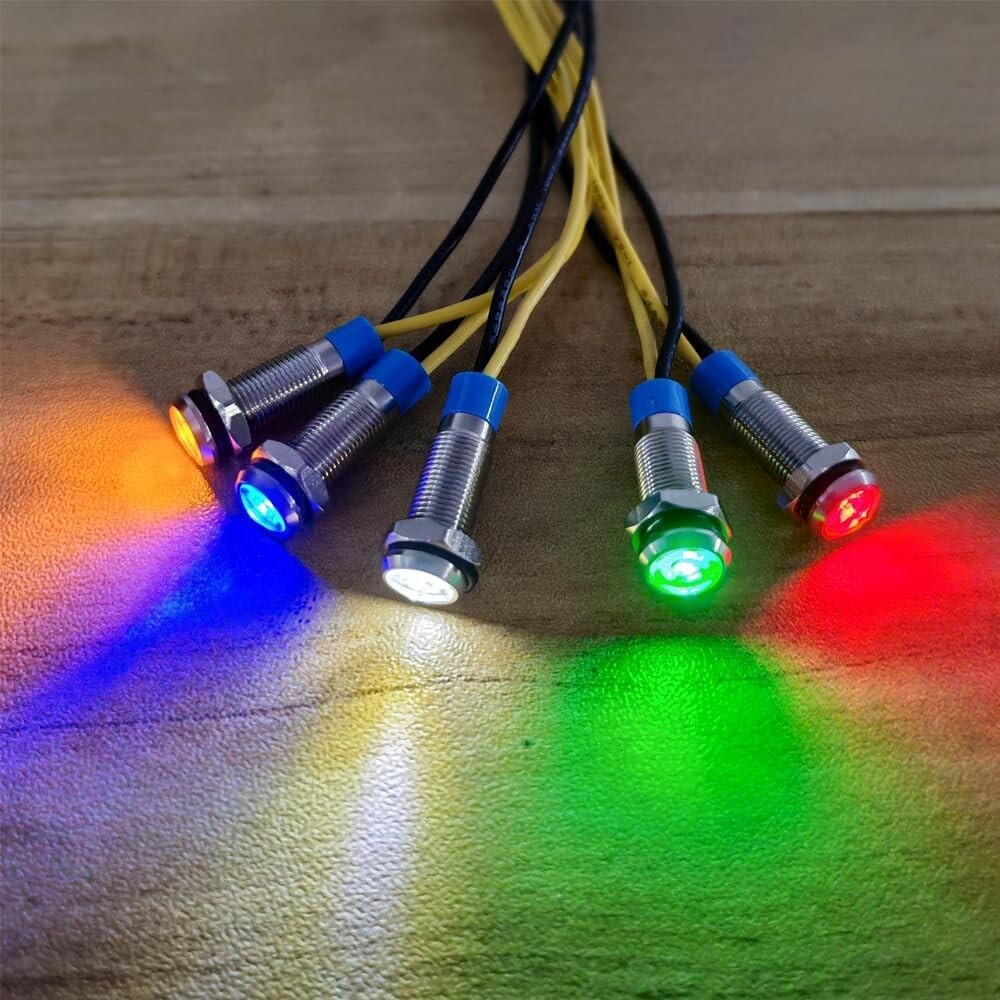LED Metal Indicator Light 110V-220VAC Waterproof Signal 6mm Lamp (Blue)- 10 pcs