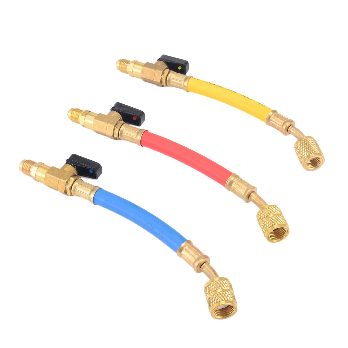 3Pcs Ball Valve R410A Short Charging Hoses HVAC AC Tool Kit 800PSI