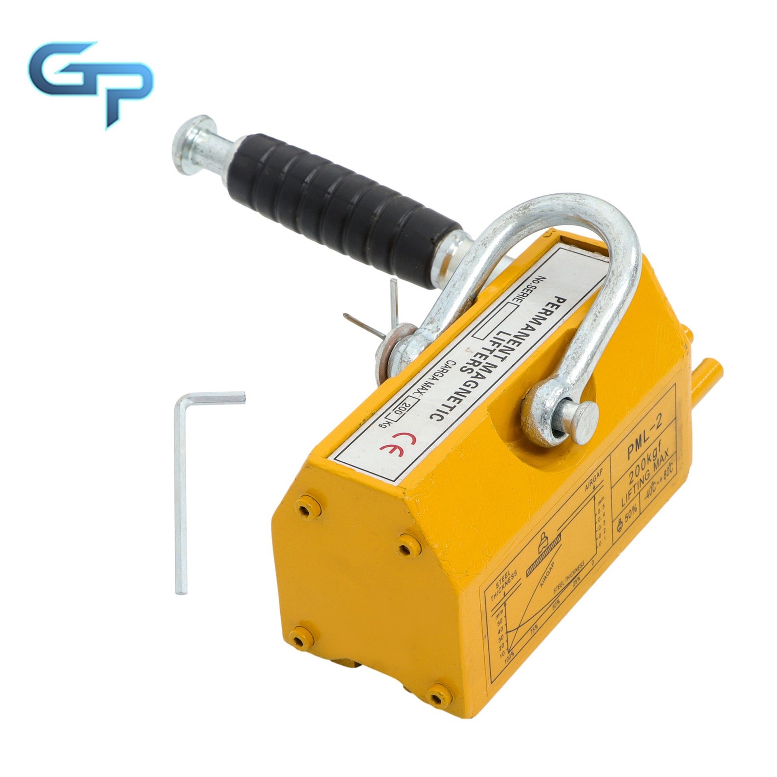 440lbs/200kg Permanent Magnetic Lifter 2.5 Safety Factor Yellow Lifting Magnet