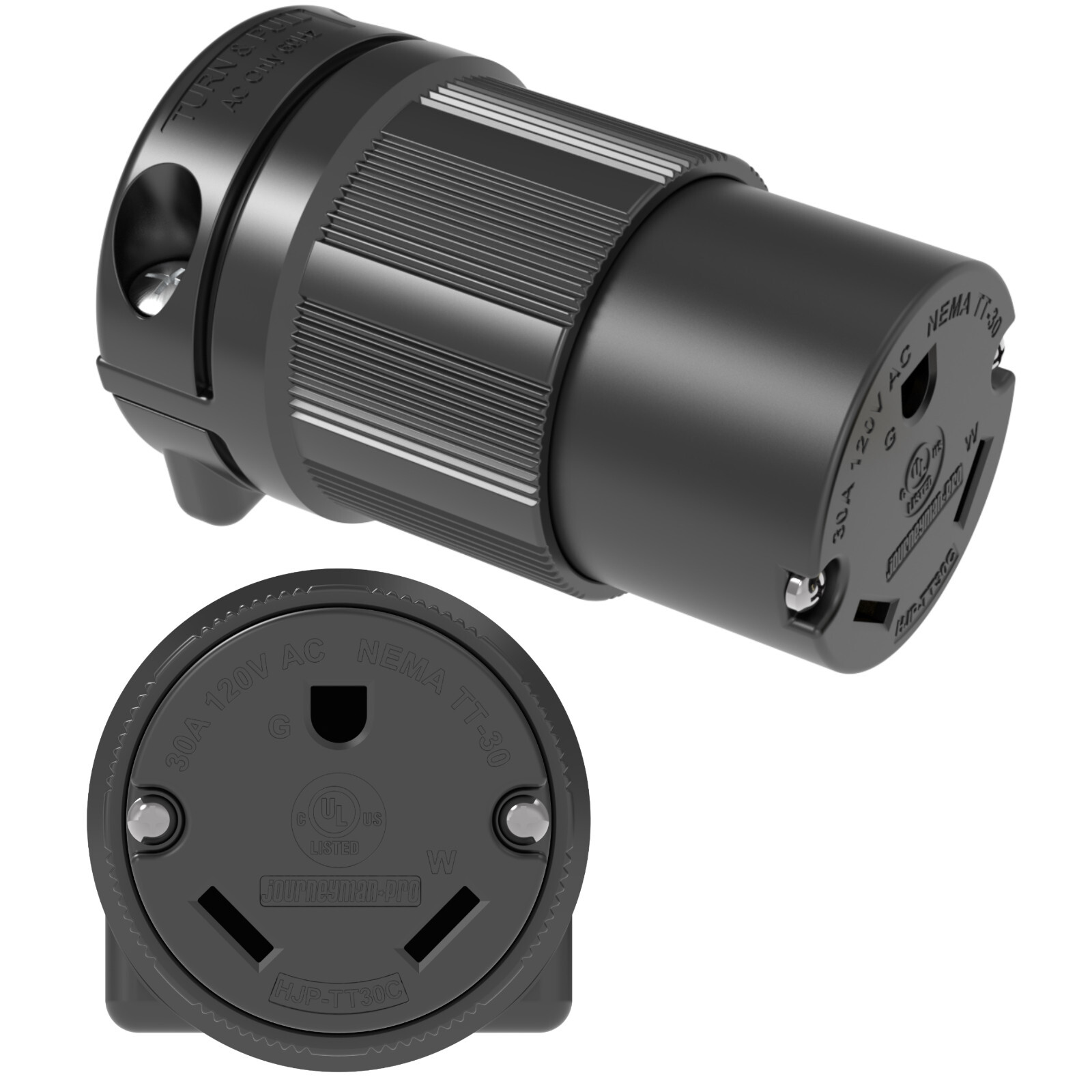 30 AMP 110-120 Volt Plug Female TT-30R TT30C Replacement RV Power Cord End 30A