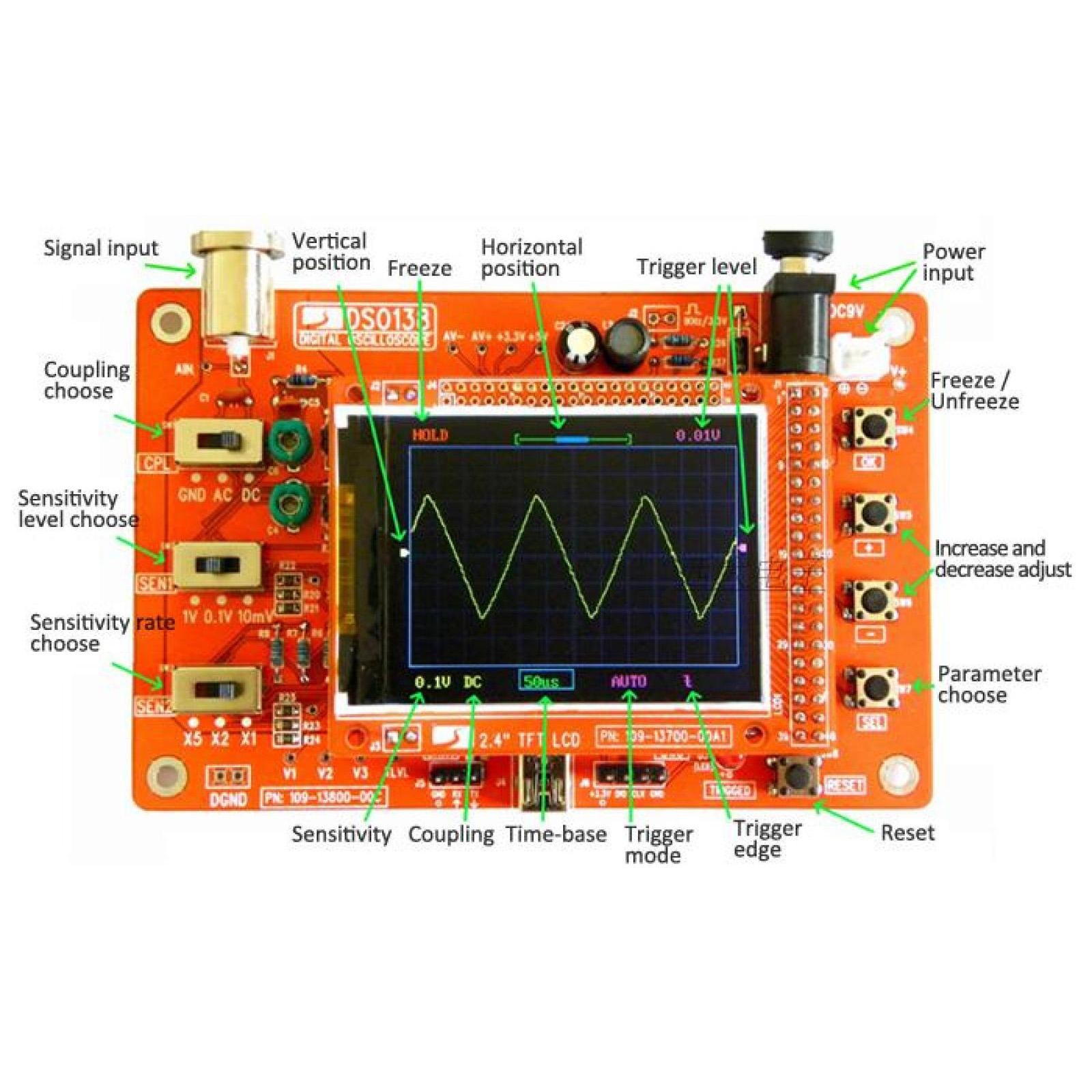 2.4in TFT Digital Assembled DSO138 Oscilloscope Kit DIY Module Education Board